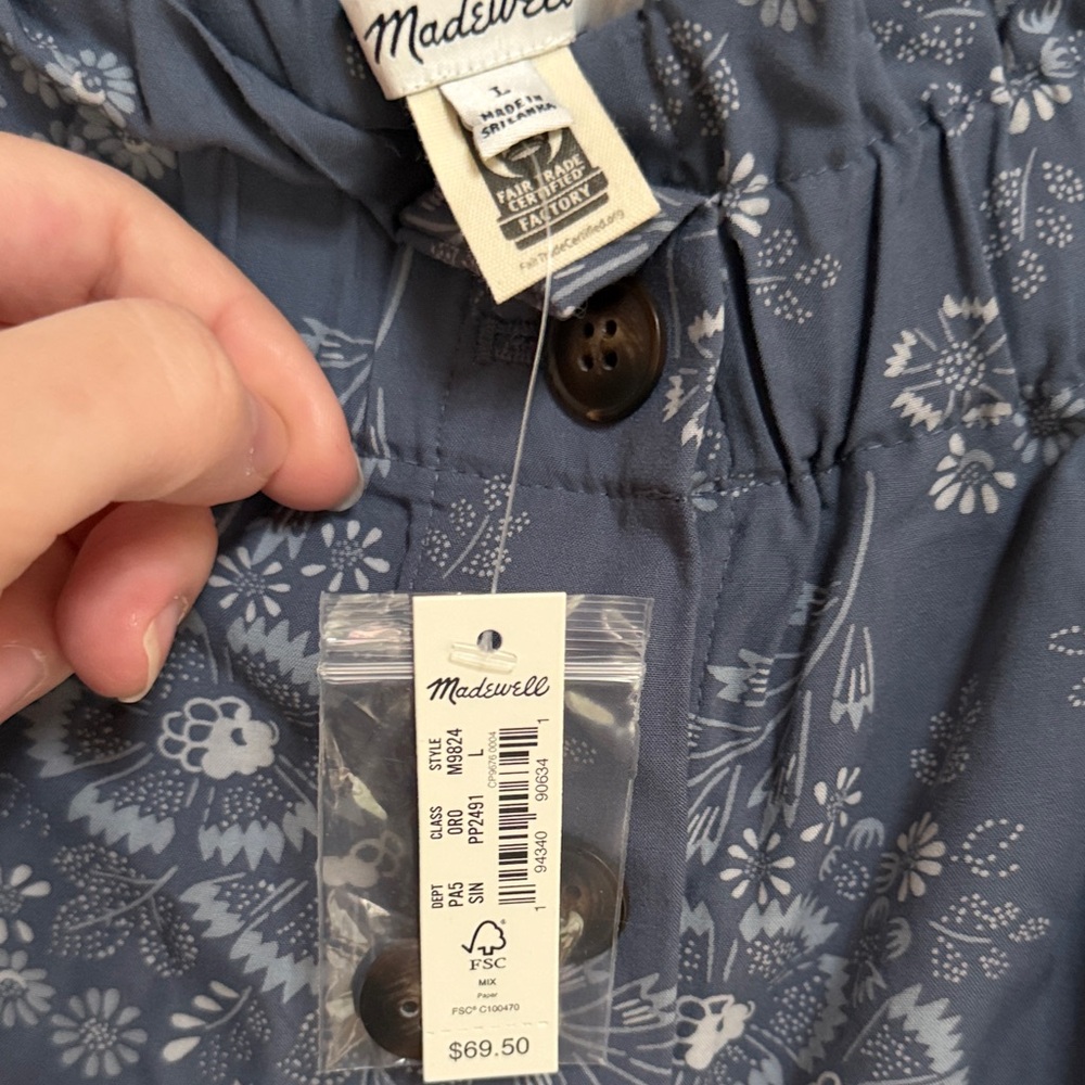 Madewell paper bag button-front Floral mini skirt NWT - Picture 2 of 4